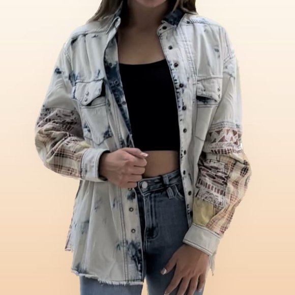 Jaded Gypsy In the Clouds Denim Shirt Jacket - Picture 1 of 4